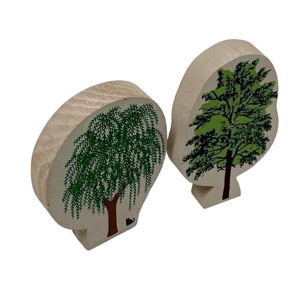 Wooden Trees Village Figurines Mini Accessory About 4" High - Picture 3 of 11